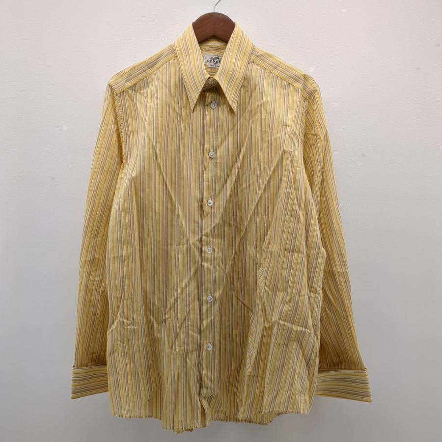 HERMES（エルメス） 長袖シャツ SIZE 42 イエロー ストライプ ◇3109