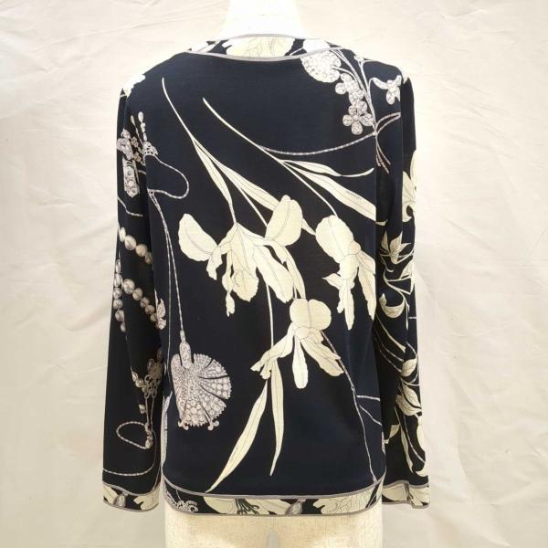 LEONARD 花柄 長袖カーディガン LL LEONARD（レオナール） レディース カーディガン 長袖 40サイズ 黒