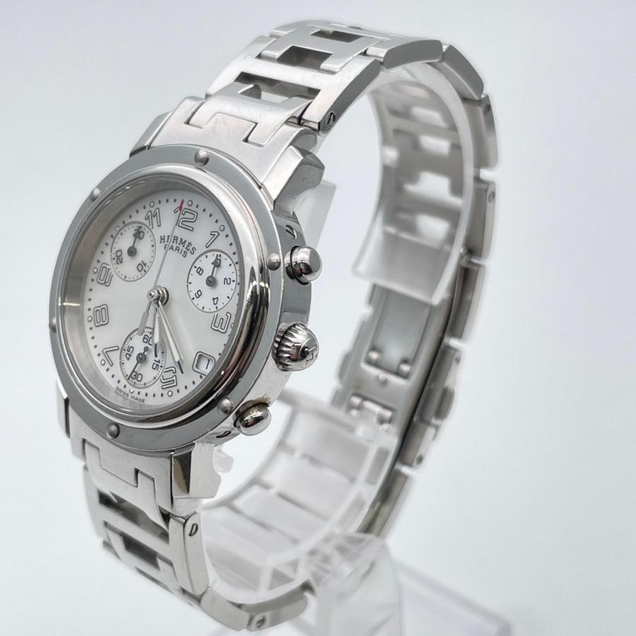 エルメス クリッパー CL1.310 クロノグラフ ホワイト レディース 腕時計 HERMES（エルメス） クリッパー CL1.310 クォーツ 箱付 ホワイトシェル