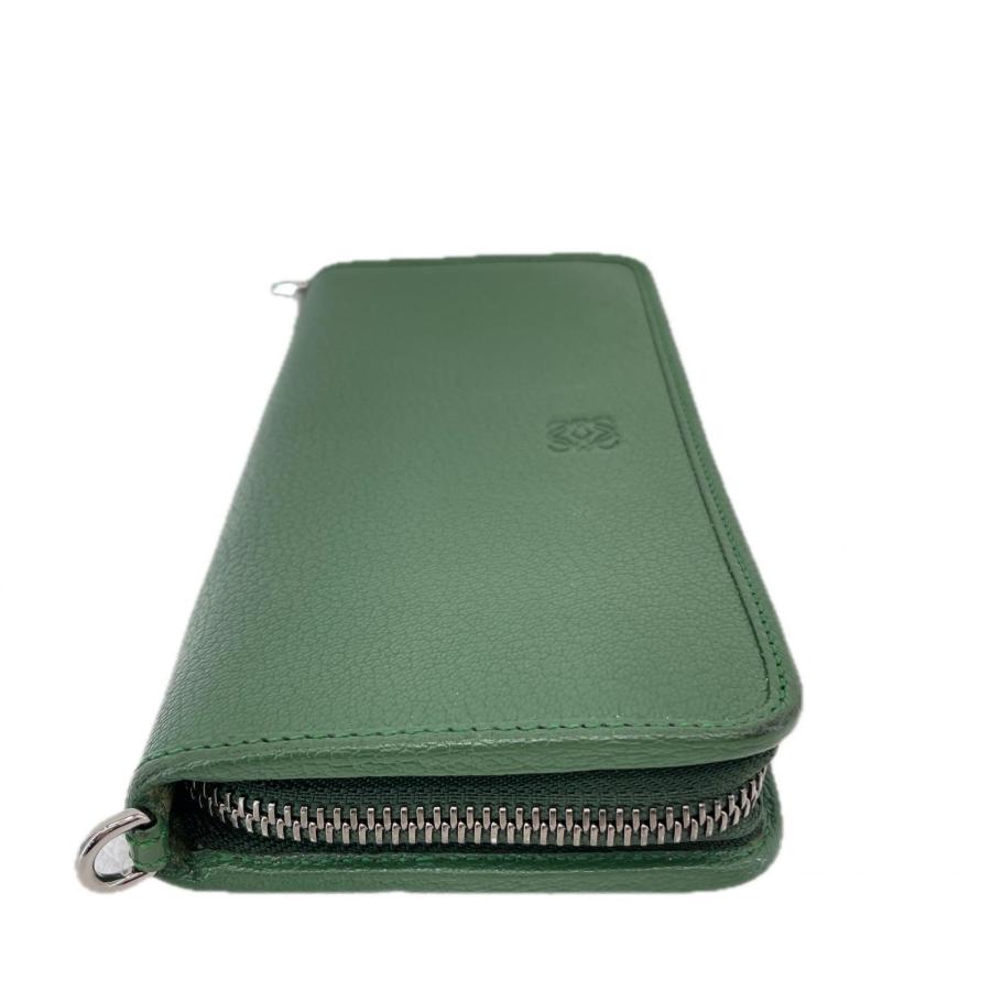 LOEWE（ロエベ） 長財布 アマソナ ラウンドファスナー グリーン レザー