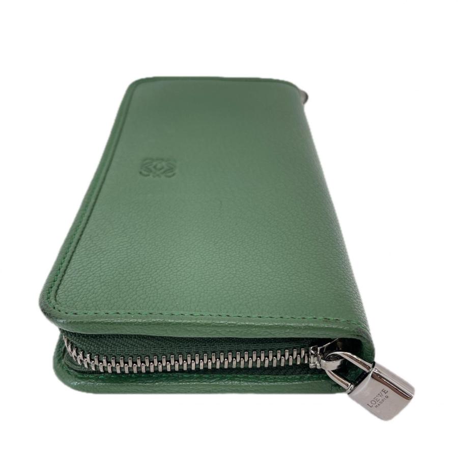 LOEWE（ロエベ） 長財布 アマソナ ラウンドファスナー グリーン レザー