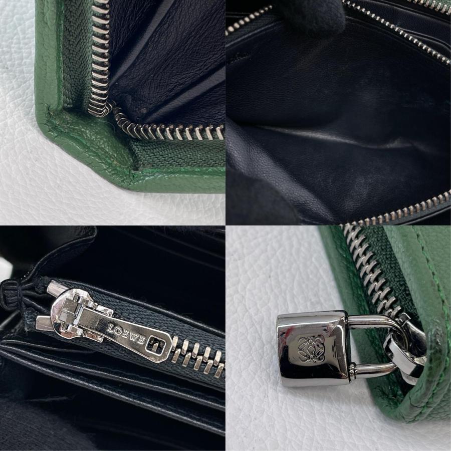 LOEWE（ロエベ） 長財布 アマソナ ラウンドファスナー グリーン レザー