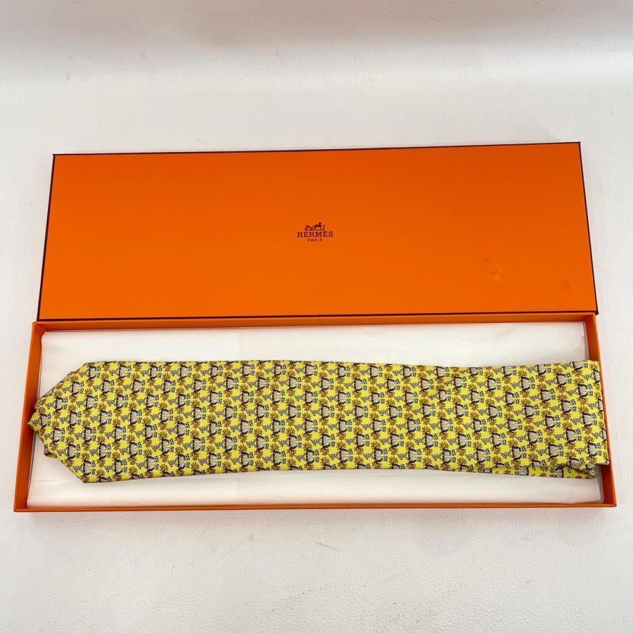 HERMES（エルメス） 美品 ネクタイ シルク100% アニマル柄 キツネザル