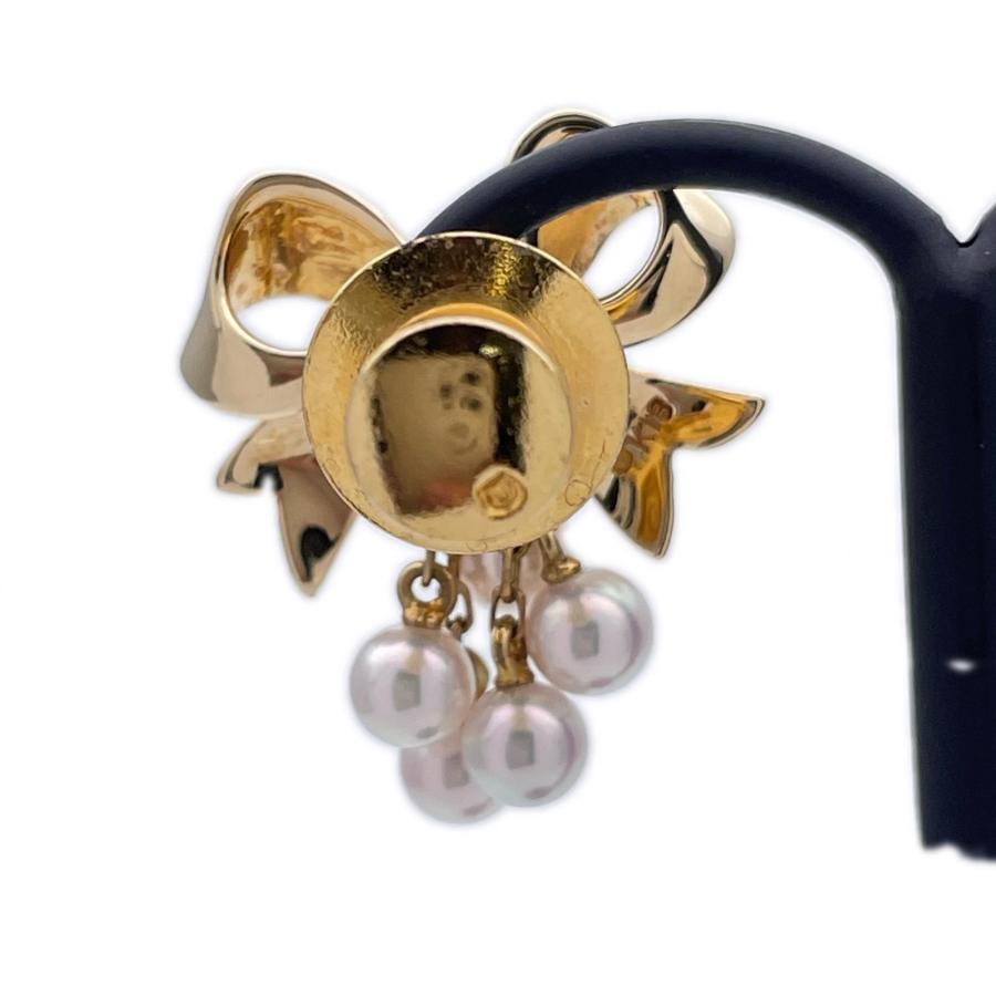 MIKIMOTO（ミキモト） ピンブローチ リボン型 パール 真珠 約4mm×4 K18