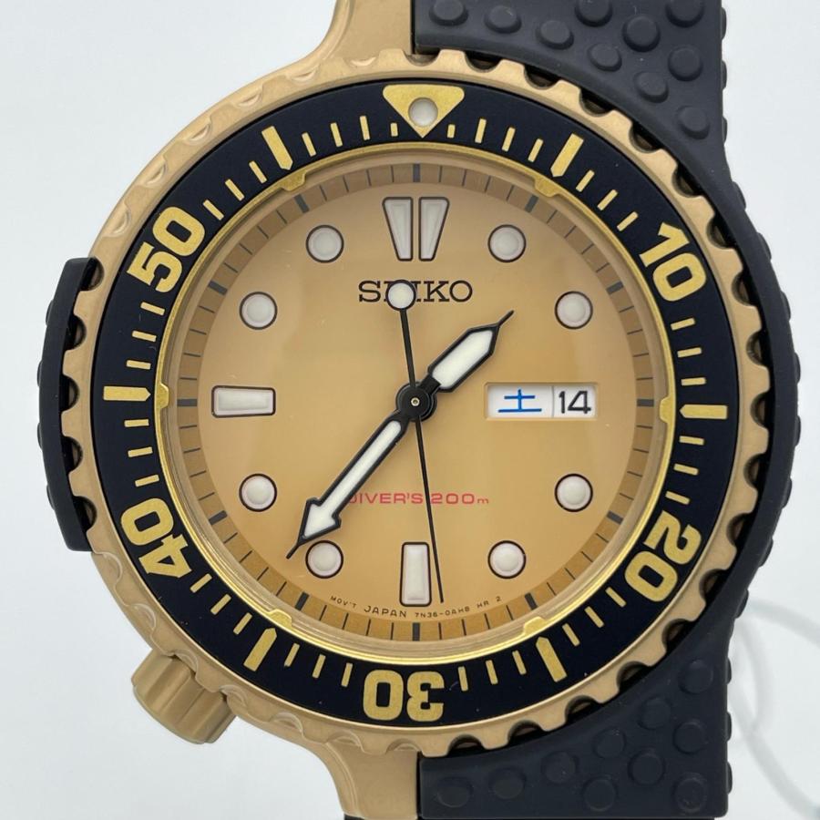 SEIKO（セイコー） 美品 プロスペックス ジウジアーロデザイン 7N36-0AH0 クォーツ 電池交換済 タグ 箱付 ゴールド文字盤 腕 ...