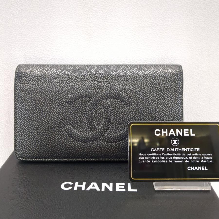 CHANEL ココマーク キャビアスキン 二つ折り 長財布 | labiela.com