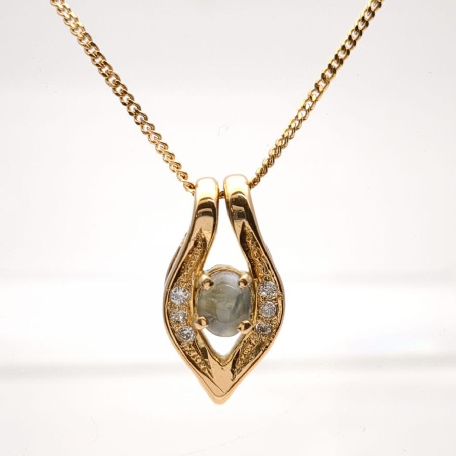 ソーティング クリソベリルキャッツアイ ネックレス K18 4.5g 36cm  