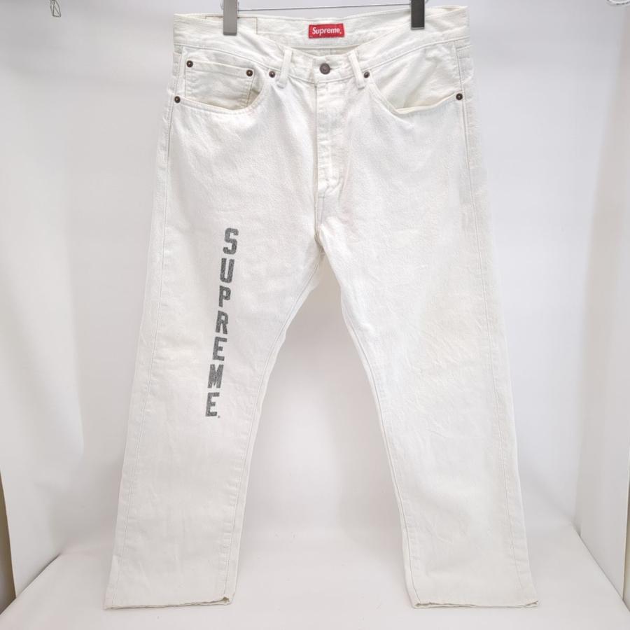 Supreme シミ汚れあり シュプリーム リーバイス ホワイトジーンズ 