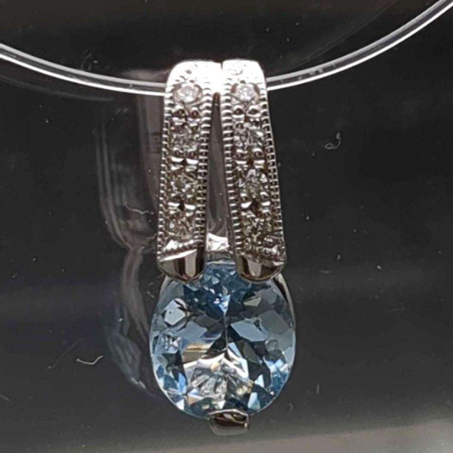 ソーティング 天然アクアマリン 1.53ct K18WG 2.0g ペンダントトップ  
