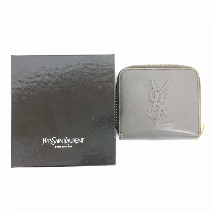YSL グレー　二つ折り財布 Yves Saint Laurent イヴサンローラン 二つ折り財布 レザー