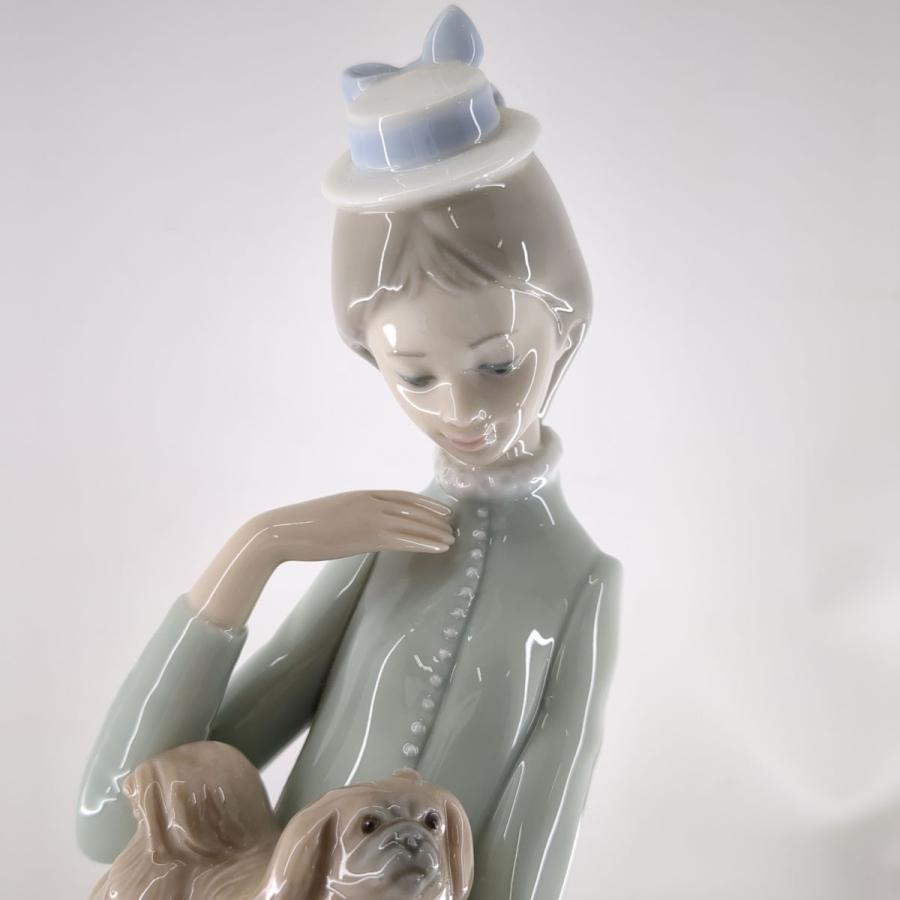 リヤドロ　4893　陶器人形　仔犬を抱く貴婦人　フィギュリン　LLADRO　置物　中古　◆3114/高洲店｜pickupjapan｜07