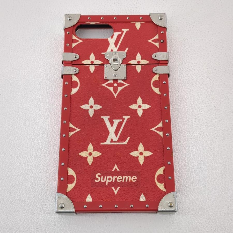 ルイヴィトン シュプリーム スマホケース iPhone7+ レッド LOUIS 