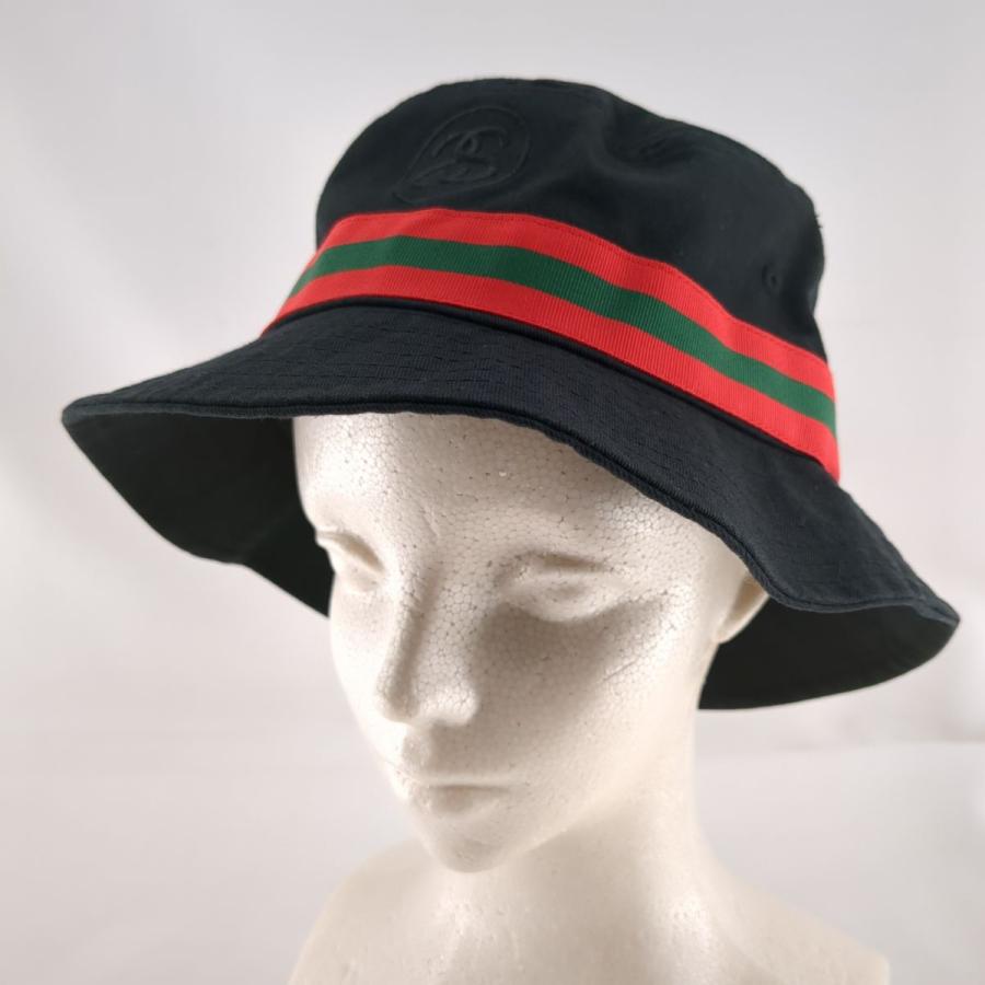 STUSSY ステューシー ハット S/M 132650 ブラック SS LINK BAND BUCKET 