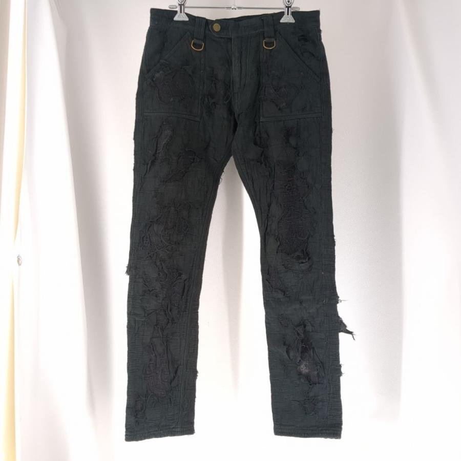 ブラックミーンズ パンツ サイズ2 クラッシュダメージ加工 ブラック 