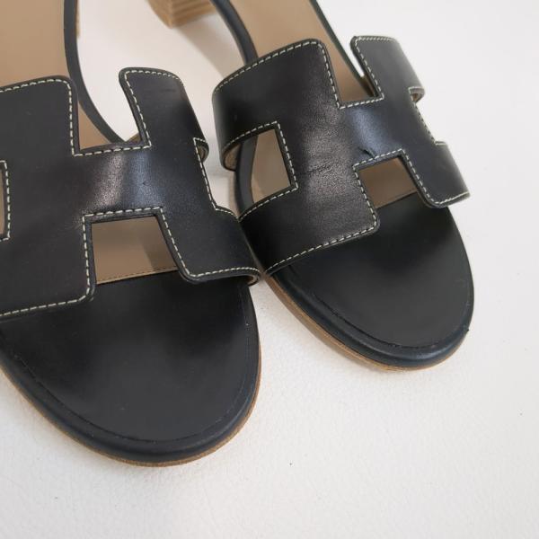 HERMES（エルメス） オアジス レザーサンダル レディース ブラック 