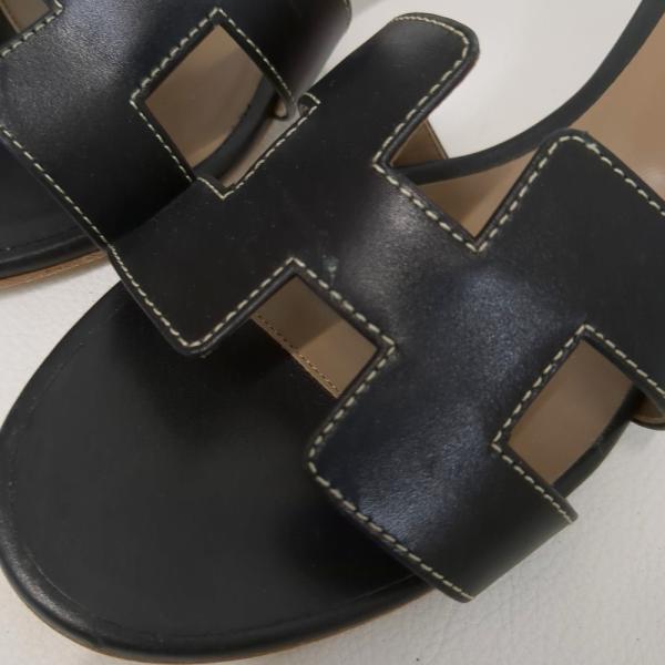 HERMES（エルメス） オアジス レザーサンダル レディース ブラック 