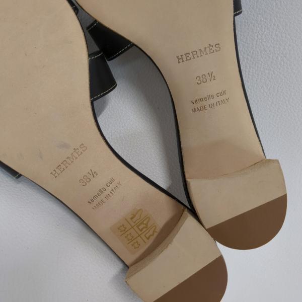 HERMES（エルメス） オアジス レザーサンダル レディース ブラック 