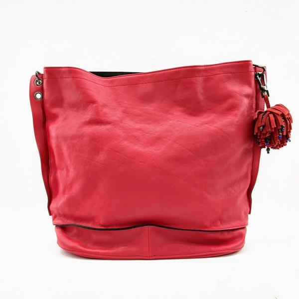 LONGCHAMP（ロンシャン） レザーハンドバッグ 刺繍 レッド L1768881545