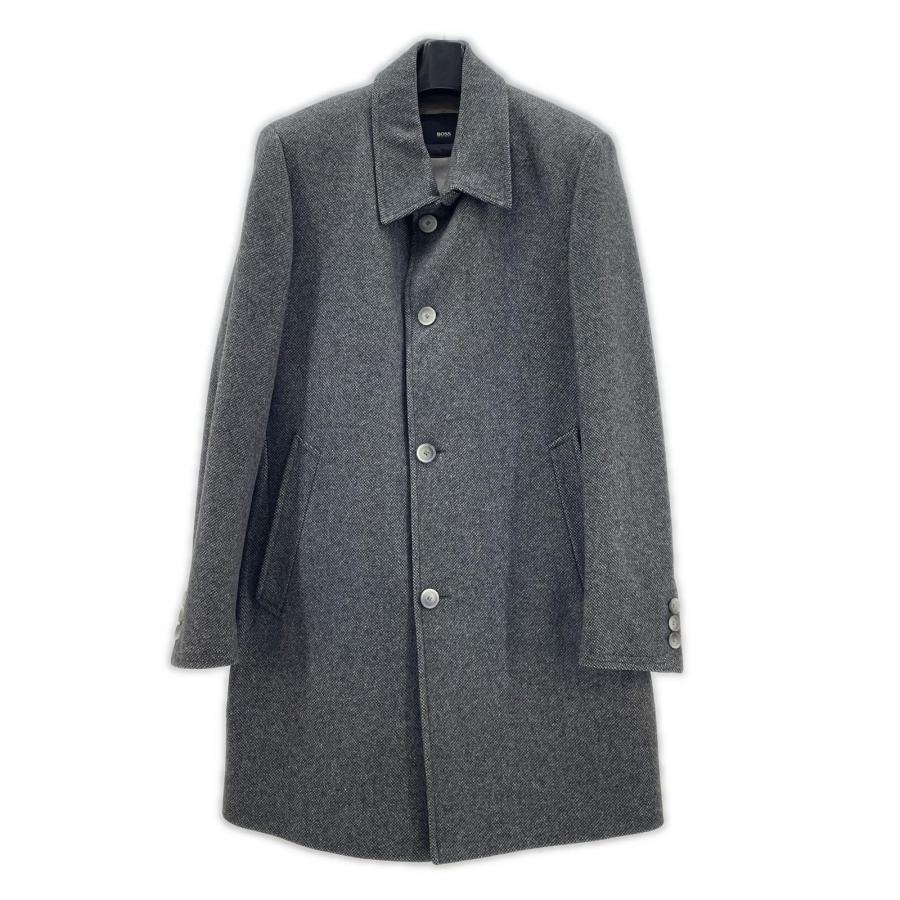 HUGO BOSS ヒューゴボス チェスター コート グレー 48 L相当!! ヒューゴボス チェスターコート SIZE48 ウール グレー メンズ 古着