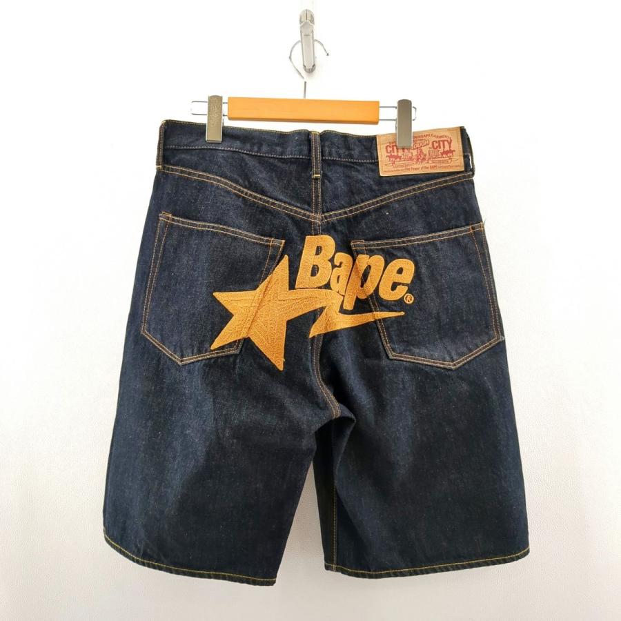 ア ベイシング エイプ デニムハーフパンツ インディゴ size M ア ベイシング エイプ デニムハーフパンツ インディゴ size M
