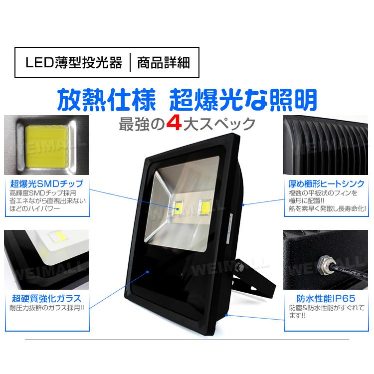 WEIMALL（ウェイモール） LED投光器 200W 昼光色 6000K 薄型 在庫処分