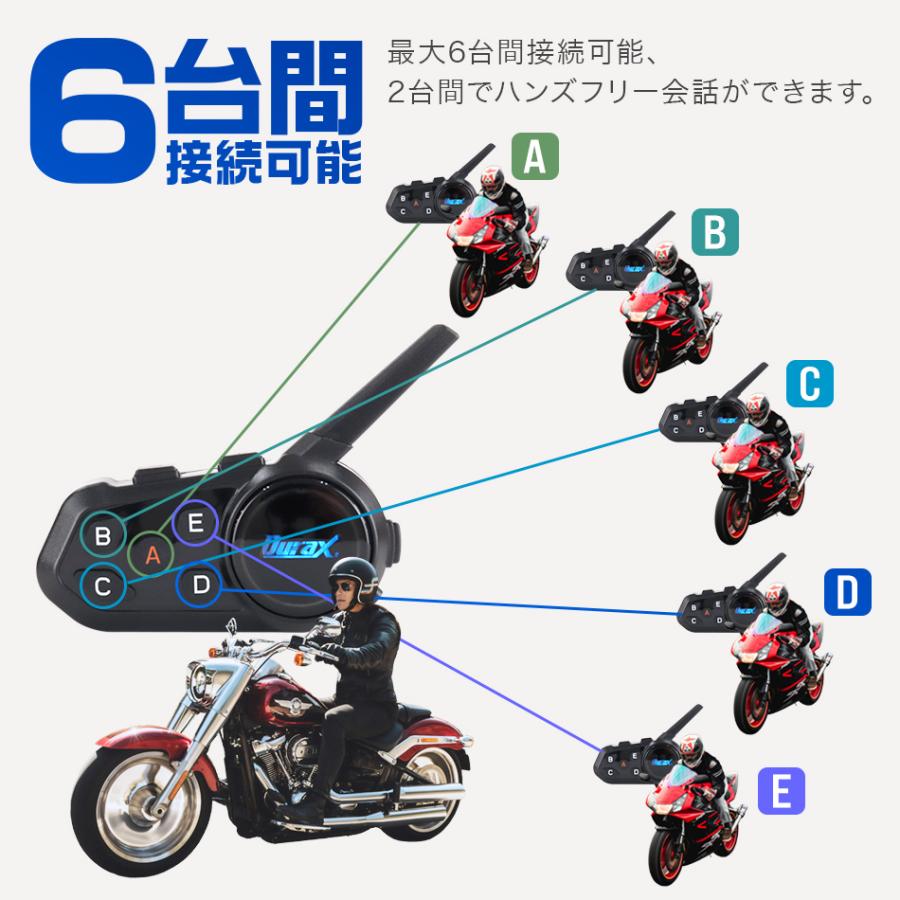 バイクインカム 6台接続可能 1200m通話 Bluetooth 高性能 インカム IP67 ツーリング 土木 建築現場 通話 ワイヤレス ノイズキャンセラー｜pickupplaza｜09