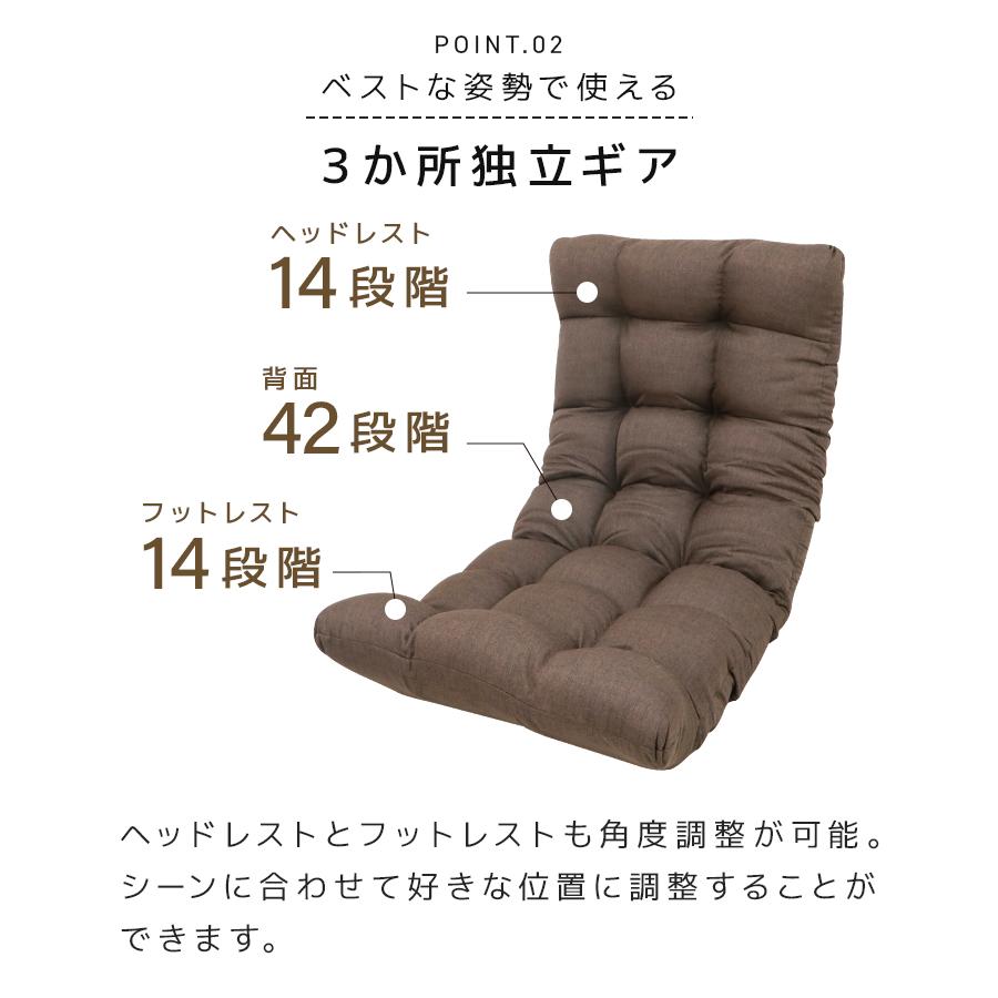 座椅子 おしゃれ コンパクト ハイバック ソファー リクライニング 椅子 座いす 座イス リクライニングチェア フロアチェア 日本製ギア 6段階｜pickupplaza｜09