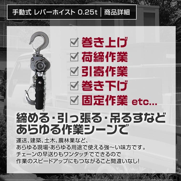 レバーホイスト レバー式ブロック 0.25t 250kg 手動ホイスト レバーホイスト レバー式ブロック 0.25t 250kg 手動ホイスト