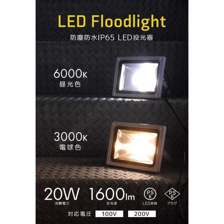 WEIMALL（ウェイモール） LED投光器 20W 200W相当 防水 作業灯 外灯