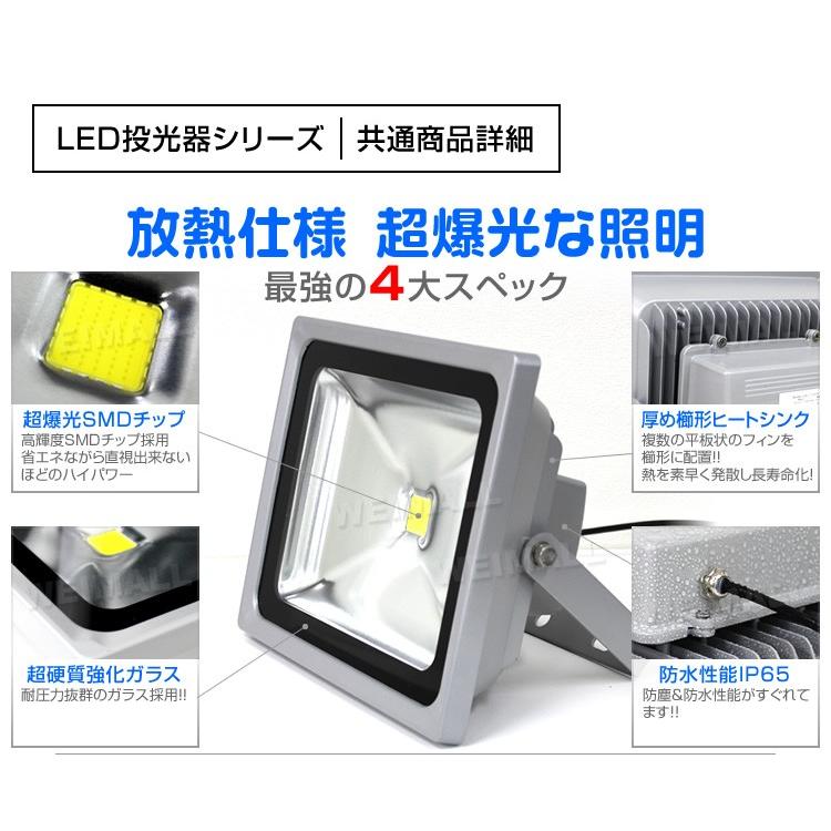 予約 LED投光器 50W 500W相当 防水 作業灯 外灯 防犯 ワークライト 看板照明 昼光色  10個セット　 - 15