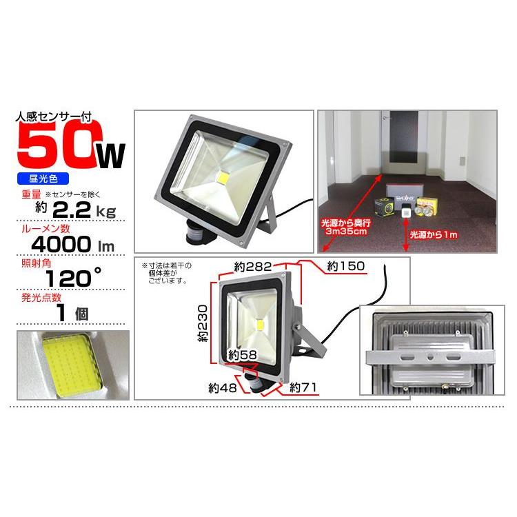 WEIMALL（ウェイモール） led投光器 人感センサー 人感 50W 500W相当