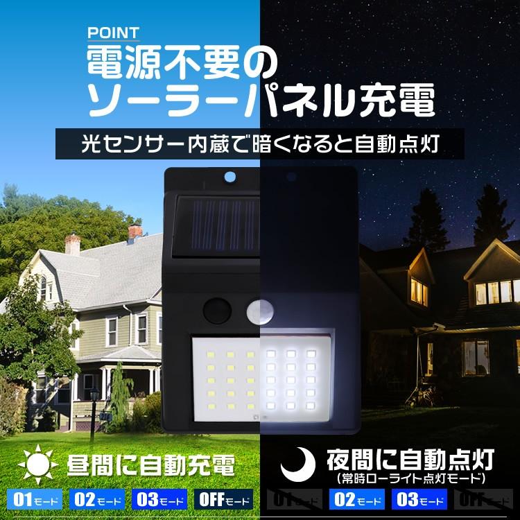 玄関 ライト  人感センサー LEDソーラーライト センサーライト 人感 防水 玄関 3ｍ 昼光色 防犯 自動照明 太陽光充電 12個セット ソーラーガーデンライト｜pickupplazashop｜05