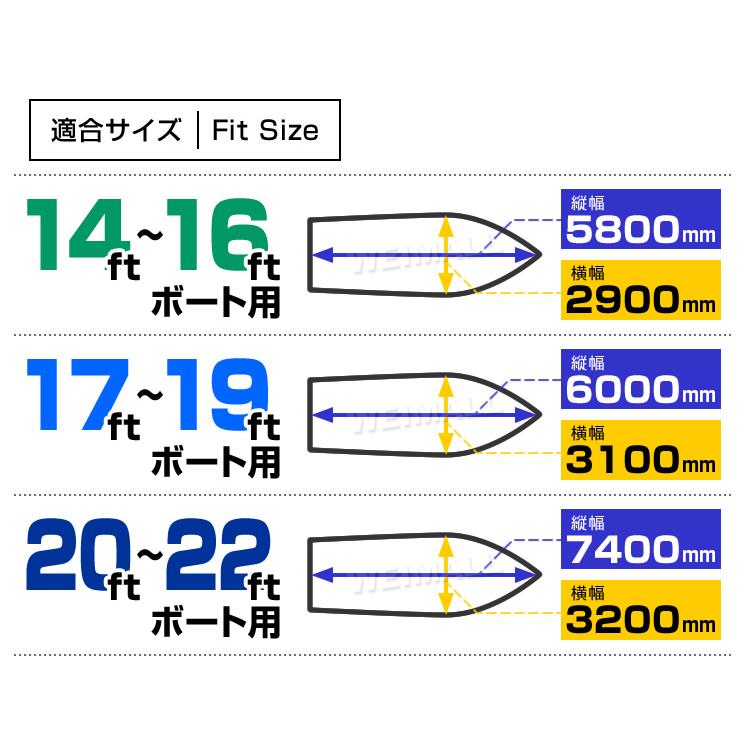 ボートカバー 20ft/21ｆｔ/22ft ポリエステル 300D 防水仕様 ポーチケース付 ボート備品｜pickupplazashop｜07