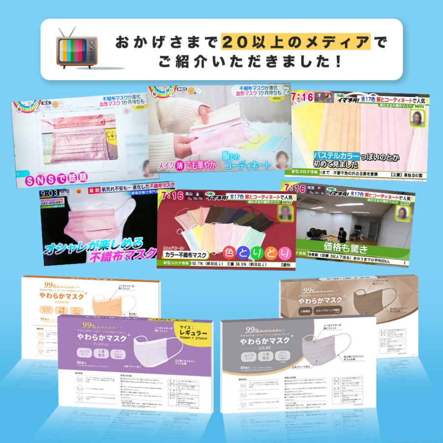 やわらか不織布 マスク 50枚 10枚ずつ個包装 3層構造 不織布マスク 使い捨て  平ゴム 耳に優しい マスク 白 ウイルス 花粉 ハウスダスト 予9｜pickupplazashop｜03