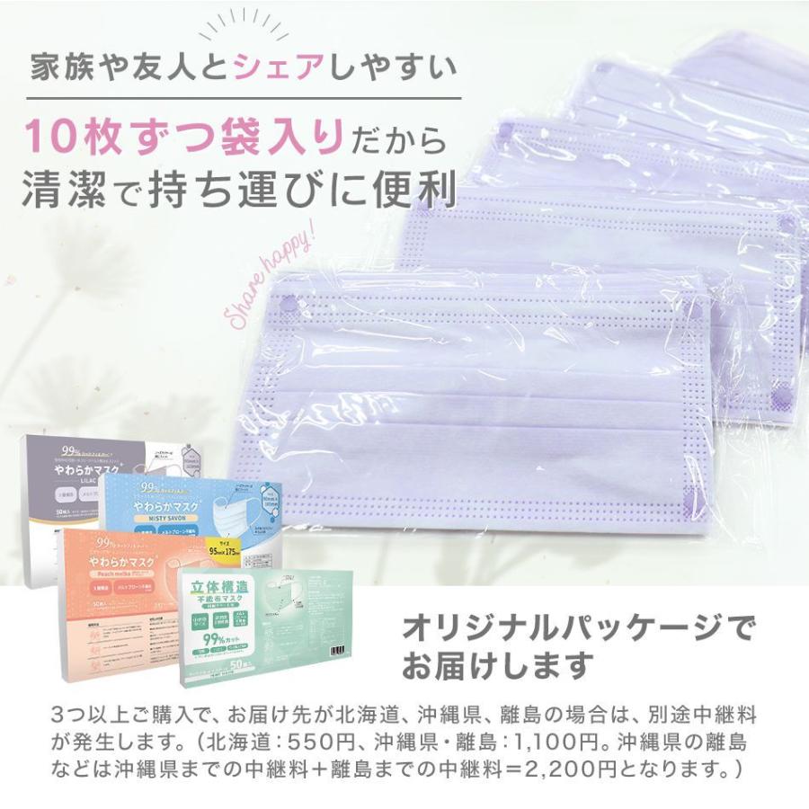 やわらか不織布 マスク 50枚 10枚ずつ個包装 3層構造 不織布マスク 使い捨て  平ゴム 耳に優しい マスク 白 ウイルス 花粉 ハウスダスト 予9｜pickupplazashop｜08