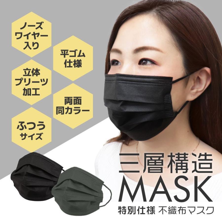 【期間限定!クーポンで1箱472円】 マスク 黒 グレー 50枚 不織布マスク ブラック ゴム紐も同色 使い捨て 耳が痛くなりにくい 平ゴム 両面同色 カラーマスク｜pickupplazashop｜04