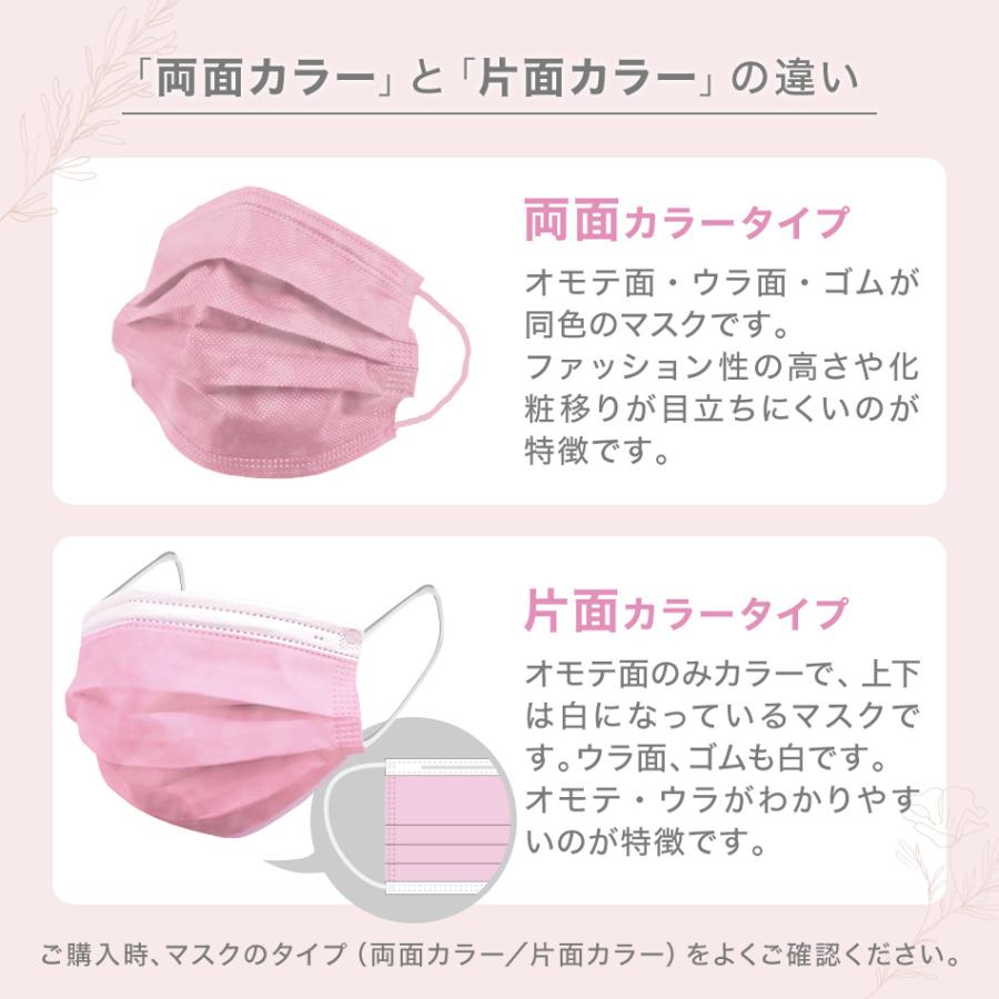 138円 新作 カラーマスク 不織布 3サイズ 大人 から 小さめ サイズ 50枚 限定カラー マスク 特別仕様 耳紐同色 Weimall 片面カラー 両面カラー