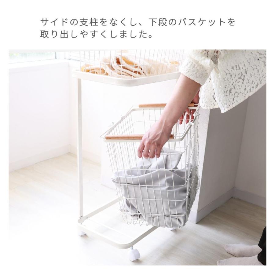 ラタン調ランドリーワゴン 幅65cmタイプ ホワイト [8257] ランドリー