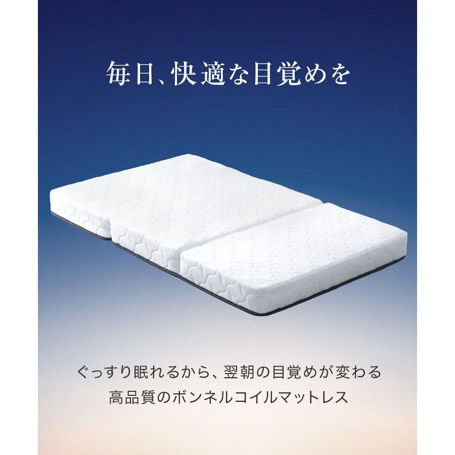 マットレス ダブル ボンネルコイル 三つ折り スプリングマットレス 厚さ17cm 圧縮梱包 硬め 通気性抜群 マットレストッパー 極厚 折りたたみ｜pickupplazashop｜03