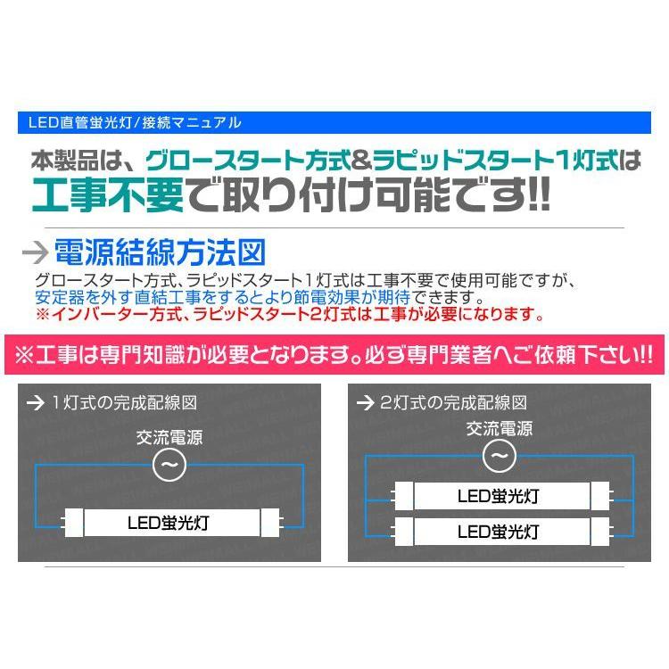 LED蛍光灯 40W 直管 昼光色 120cm SMD 工事不要 1年保証付き 25本セット｜pickupplazashop｜10