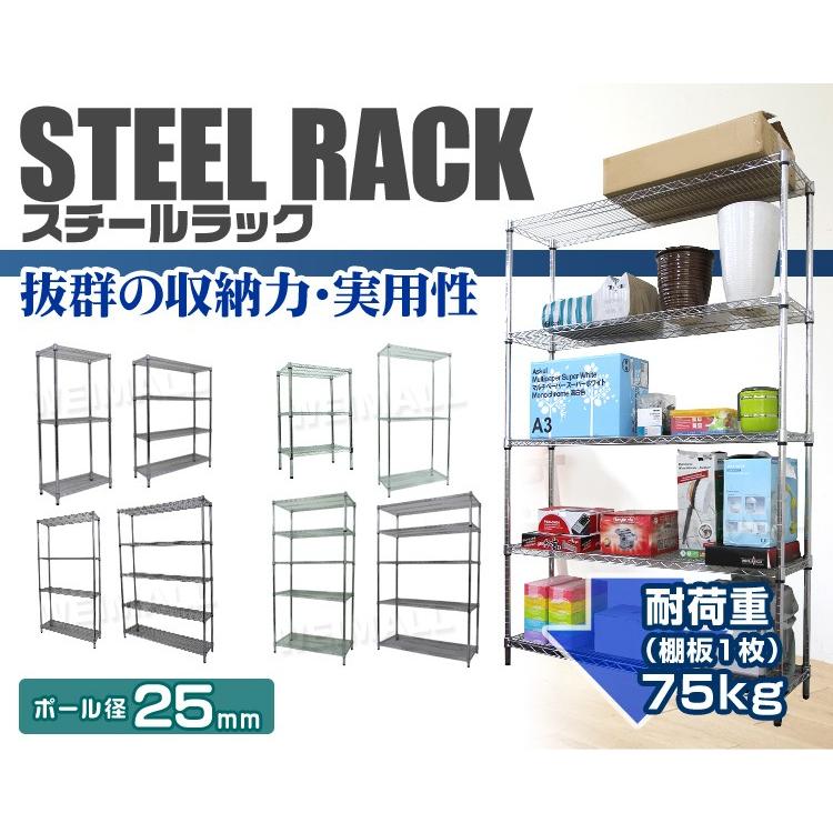 スチールラック メタル 製 ラック 幅90 奥行45 5段 シェルフ 収納ラック 収納棚 耐荷重 375kg スチールラック本体｜pickupplazashop｜01