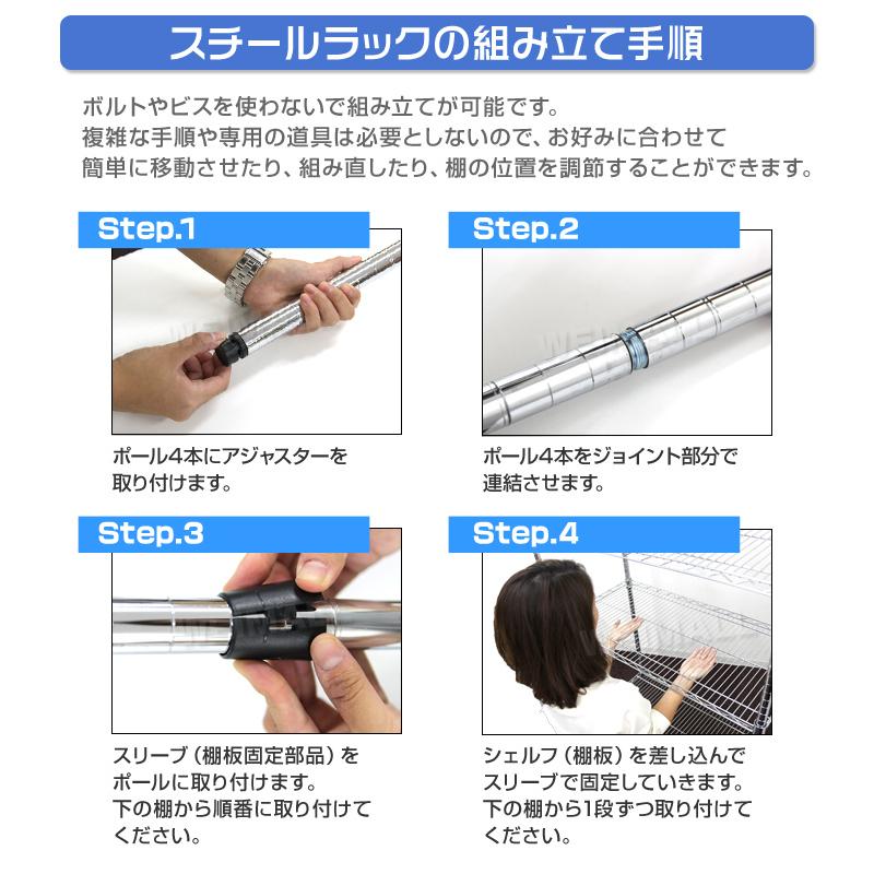 スチールラック メタル 製 ラック 幅90 奥行45 5段 シェルフ 収納ラック 収納棚 耐荷重 375kg スチールラック本体｜pickupplazashop｜06