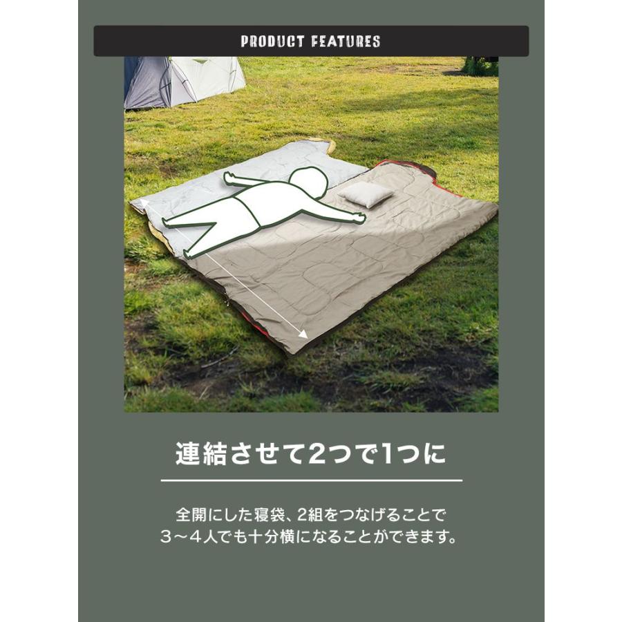 寝袋 冬用 最強 -10℃対応 封筒型 二層構造 防水 保温 軽量 撥水加工 コンパクト収納 春夏秋冬 キャンプ 車中泊 | MERMONT | 14