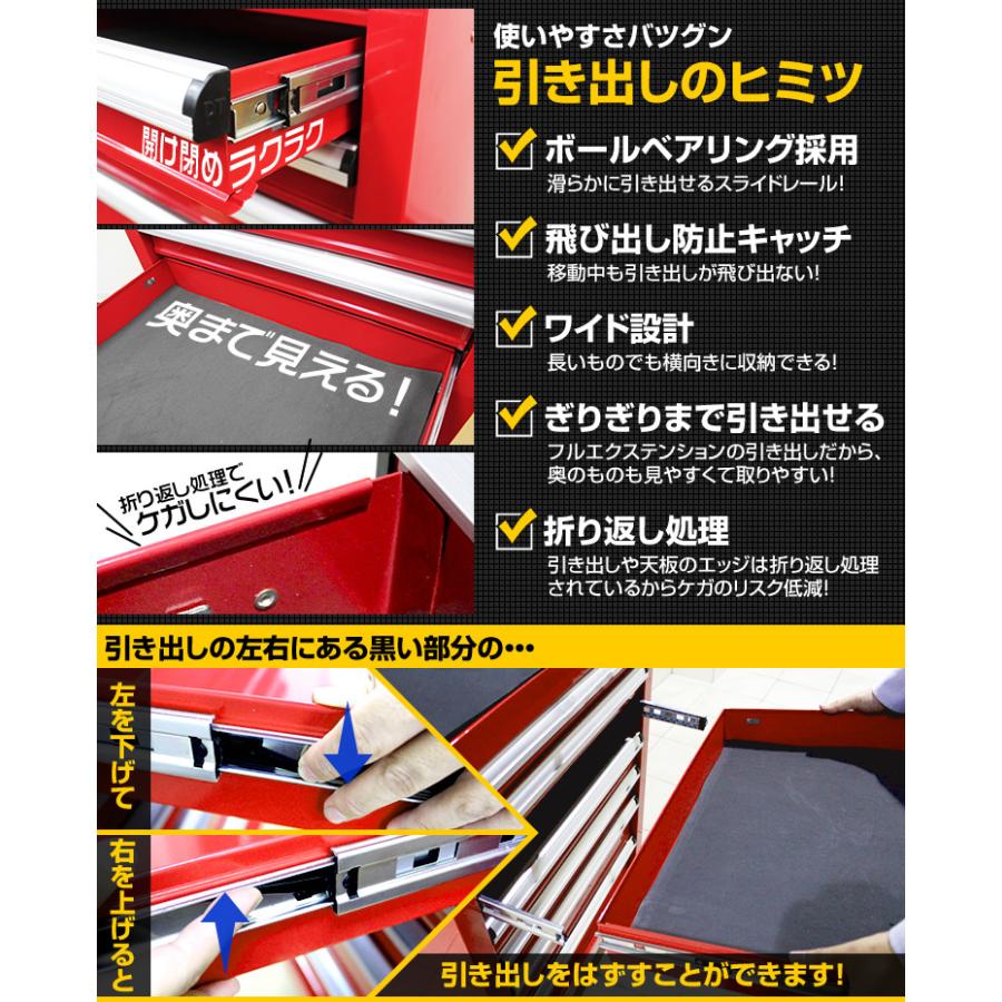 新素材新作 7段 工具箱 ローラーキャビネット 特大キャスター付 本格