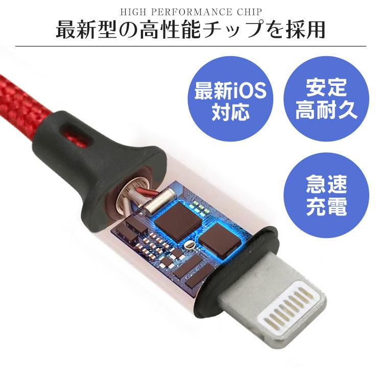 3in1 充電ケーブル 2本セット iPhone Android ライトニング Type-C Micro USB 急速充電  1.2ｍ モバイルバッテリー 充電器 高耐久 2.1A lightning｜pickupplazashop｜16