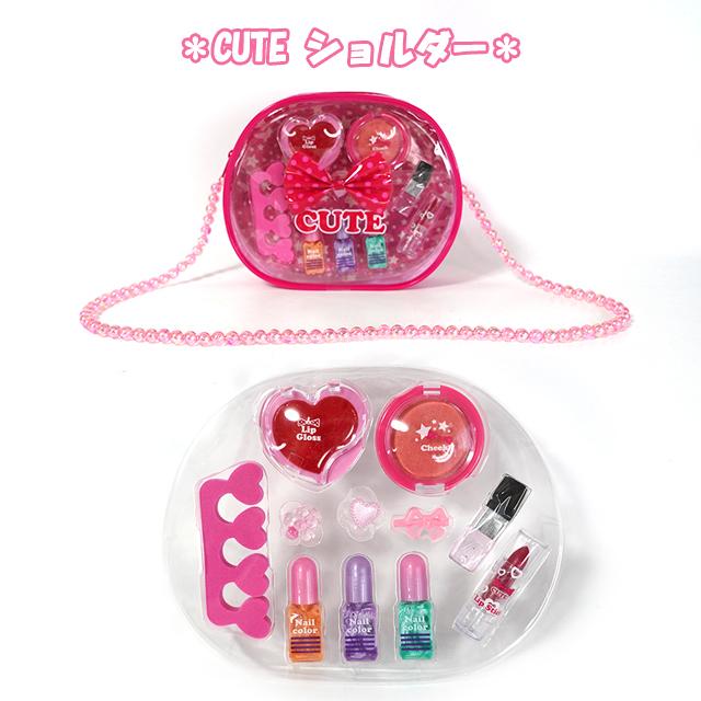 キッズコスメ キューティー ハート ショルダー メイクセット レイス / 子供用 化粧品 女の子 水溶性 ネイル リップ チーク RACE【送料無料】　｜picoanna｜02