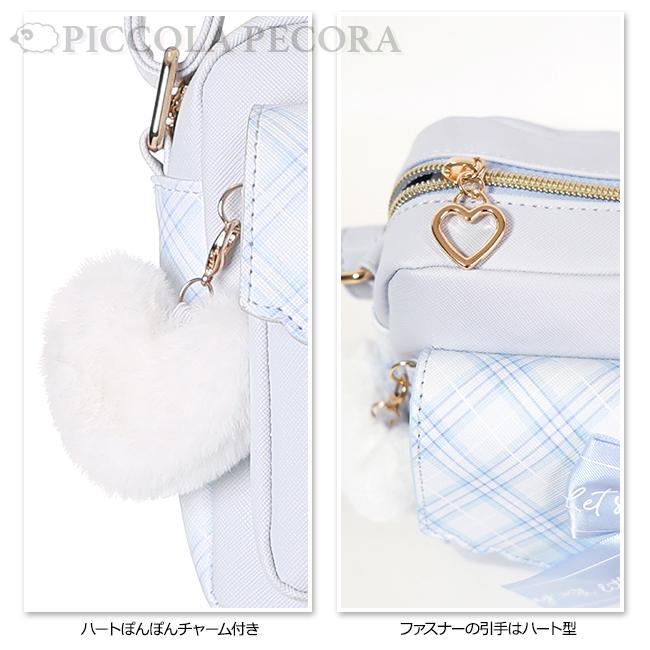 ショルダー 子供 キッズ 女の子 シマエナガ 合皮 チェック チャーム