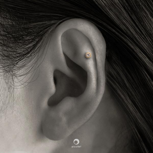 K18 ダイヤモンド │ アンテナヘリックス・インダストリアルに、側面も可愛い軟骨ピアス・ボディピアスパーツ 14G/16G 金属アレルギー対応K18金イエローゴールド ： 約 商品情報 K18YG 18金イエローゴールド