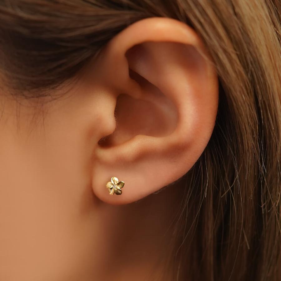 picollet 軟骨ピアス パーツ 18金 ダイヤモンド プルメリア
