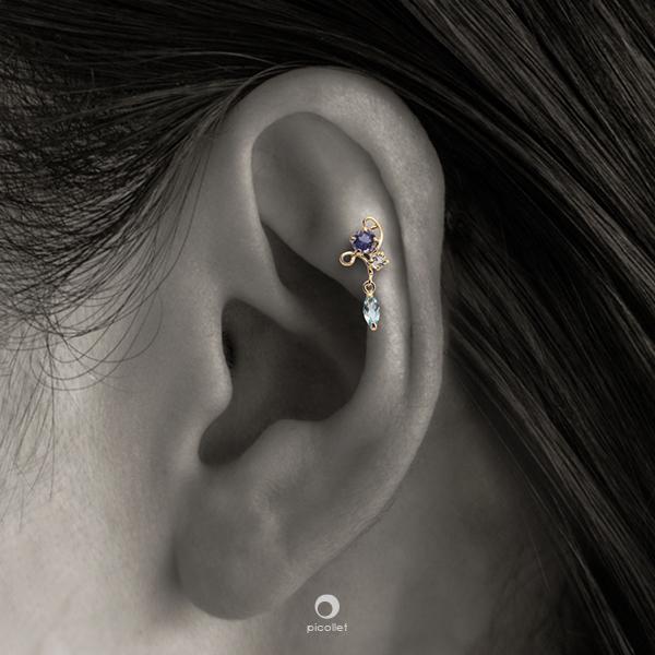 K10アイオライト│K10金イエローゴールドトパーズが揺れる可愛らしい  